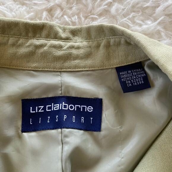 Liz Claiborne LizSport Collared Jacket Sage Green Linen Blend Size 4 - Picture 3 of 8